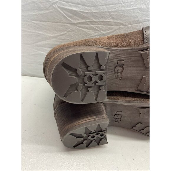 UGG 1014184 Wright‎ Belted Brown Suede Pull-on Ankle Booties Women's US Size 11 - Picture 4 of 8